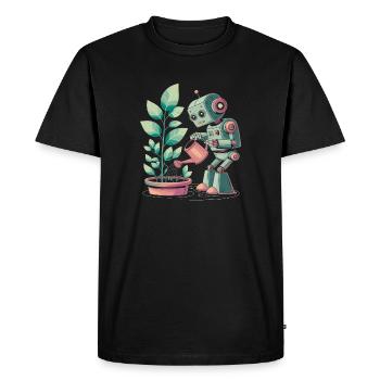 Robot qui arrose des plantes - T-shirt Premium bio Homme - noir - Devant - Nico (187cm)