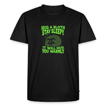 Hug a Sloth - Cute Sloth - Men's Premium Organic T-Shirt - black - Front - Nico (187cm)
