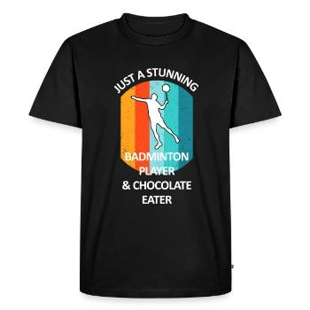 Badminton Badminton Badminton Player Chocolat - T-shirt Premium bio Homme - noir - Devant - Nico (187cm)
