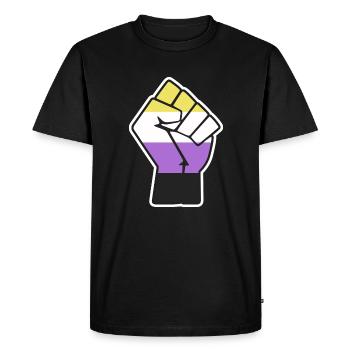 Nonbinary Pride Fist Design for Equality - Men's Premium Organic T-Shirt - black - Front - Nico (187cm)