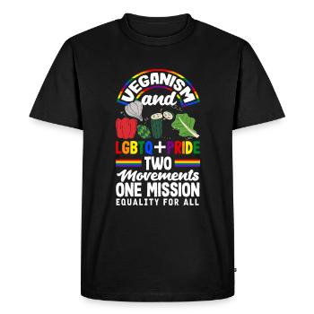 Veganism and LGBTQ+ pride Equality for all - Men's Premium Organic T-Shirt - black - Front - Nico (187cm)