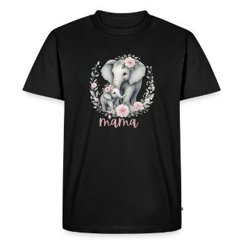 Mama coeur Couronne florale éléphant Baby Shower - T-shirt Premium bio Homme - noir - Devant - Nico (187cm)