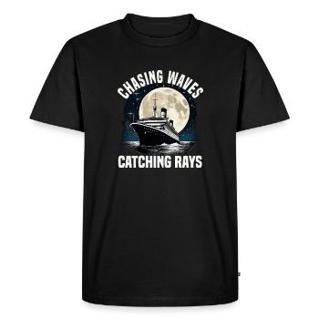 Chasser les vagues attraper des rayons Vacances en bateau de croisière - T-shirt Premium bio Homme - noir - Devant - Nico (187cm)