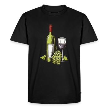 Wine Glass Grapes Wine - Men's Premium Organic T-Shirt - black - Front - Nico (187cm)