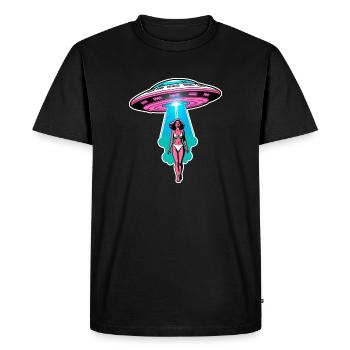 Woman experiences an UFO alien abduction. - Men's Premium Organic T-Shirt - black - Front - Nico (187cm)