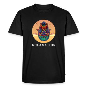 Talisman Hand of Hamsa Yoga Meditation Hindu - Men's Premium Organic T-Shirt - black - Front - Nico (187cm)