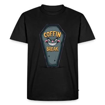 Creepy coffin design with naughty face - Men's Premium Organic T-Shirt - black - Front - Nico (187cm)
