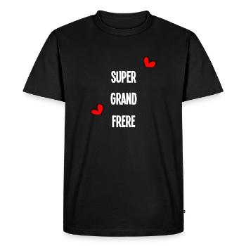 SUPER GRANDE FRÈRE. FÉLICITATION. NAISSANCE. FRÈRE - T-shirt Premium bio Homme - noir - Devant - Nico (187cm)