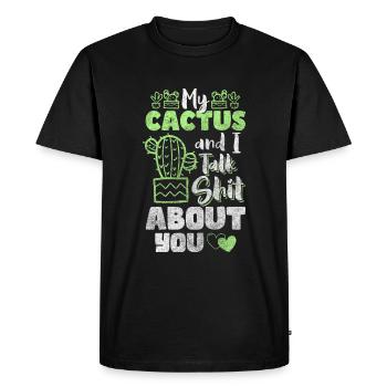 Cactus Water Hug - Men's Premium Organic T-Shirt - black - Front - Nico (187cm)