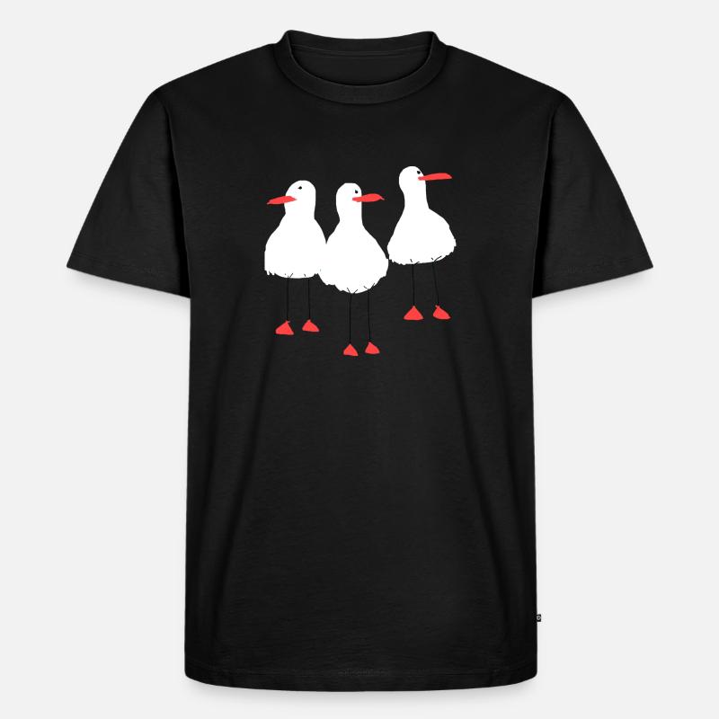Möwen - Männer Premium Bio T-Shirt - Schwarz