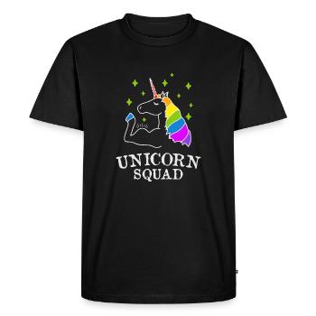Unicorn Squad - gym fitness - Men's Premium Organic T-Shirt - black - Front - Nico (187cm)