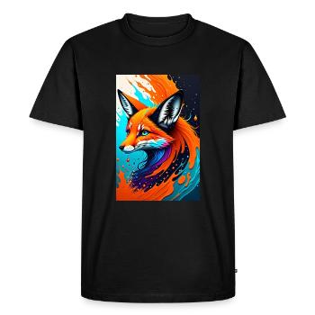 Colorful Art Potrait Fox 1 - Men's Premium Organic T-Shirt - black - Front - Nico (187cm)