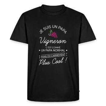 Papa Vigneron Cool Cadeau - T-shirt Premium bio Homme - noir - Devant - Nico (187cm)