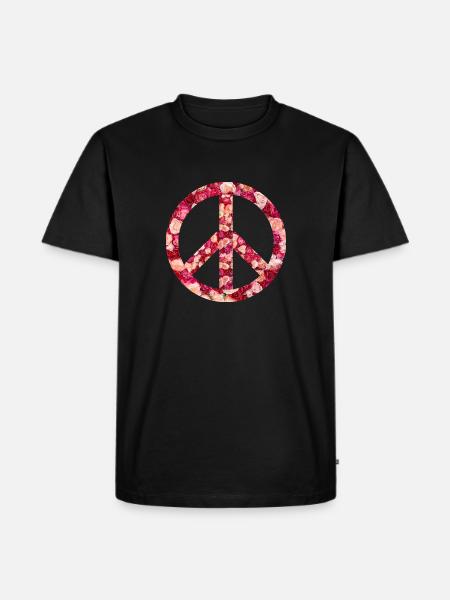 Friedenszeichen Rosen - Männer Premium Bio T-Shirt - Schwarz