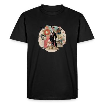 Vintage Flamingo Jazz Kunst - Männer Premium Bio T-Shirt - Schwarz - Vorne - Nico (187cm)