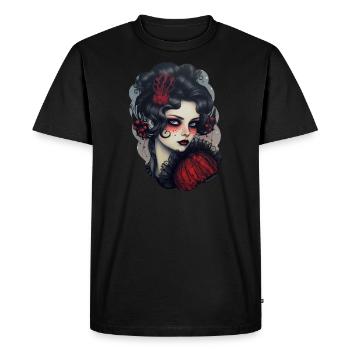 Goth Girl Gothique Rouge Noir Mystique Horreur - T-shirt Premium bio Homme - noir - Devant - Nico (187cm)