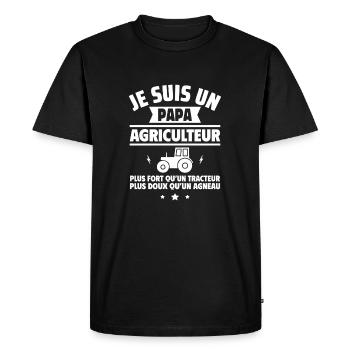 Papa agriculteur Fort et doux,fête des pères - T-shirt Premium bio Homme - noir - Devant - Nico (187cm)