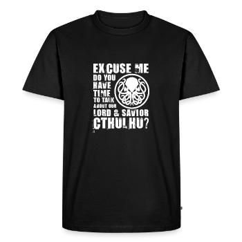 Cthulhu notre Seigneur &Sauveur - T-shirt Premium bio Homme - noir - Devant - Nico (187cm)