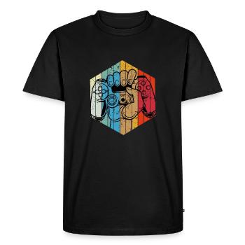 Contrôleur de jeu gamer vintage gamer - T-shirt Premium bio Homme - noir - Devant - Nico (187cm)