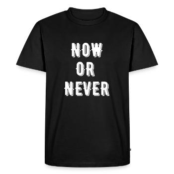 Now Or Never - Men's Premium Organic T-Shirt - black - Front - Nico (187cm)