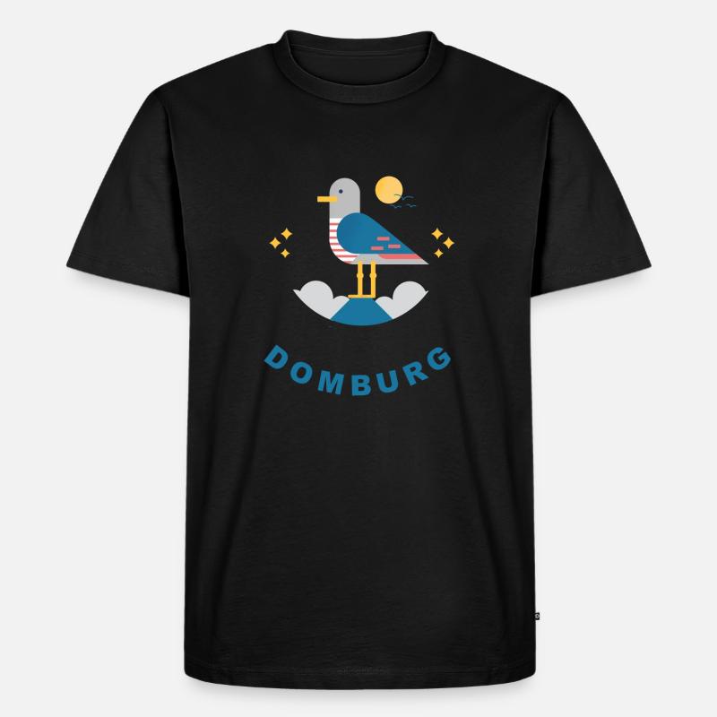 Möwe Domburg - Männer Premium Bio T-Shirt - Schwarz