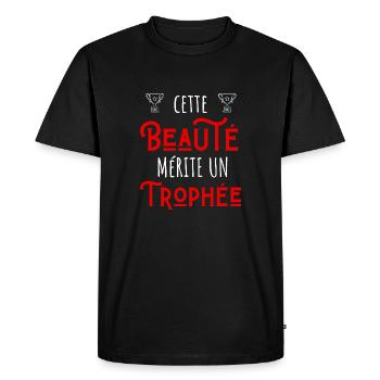 cette beauté mérite un trophée - T-shirt Premium bio Homme - noir - Devant - Nico (187cm)