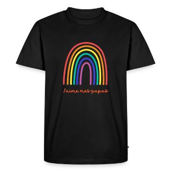 J'aime mes papas - T-shirt Premium bio Homme - noir - Devant - Nico (187cm)