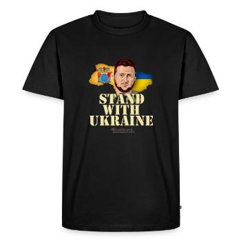Ukraine New Jersey Drapeaux Zelenskyj - T-shirt Premium bio Homme - noir - Devant - Nico (187cm)