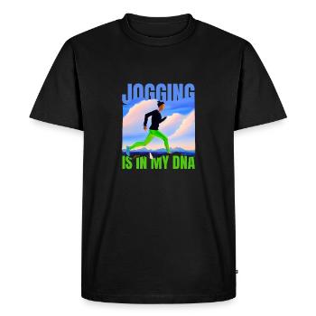 LE JOGGING EST DANS MON ADN - T-shirt Premium bio Homme - noir - Devant - Nico (187cm)
