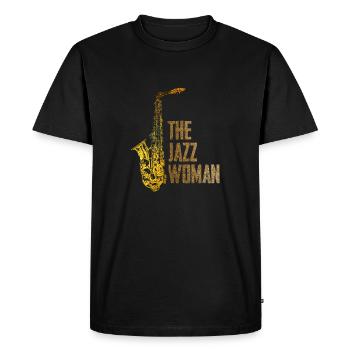 Femme de jazz - T-shirt Premium bio Homme - noir - Devant - Nico (187cm)