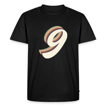 Vintage 9th Anniversary - Men's Premium Organic T-Shirt - black - Front - Nico (187cm)