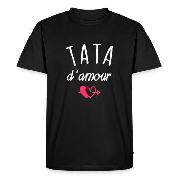 tata d amour / cadeau humour tata - T-shirt Premium bio Homme - noir - Devant - Nico (187cm)