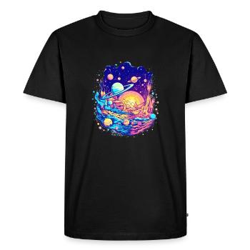 Il y a beaucoup de planètes dans l’espace et dans l’univers - T-shirt Premium bio Homme - noir - Devant - Nico (187cm)