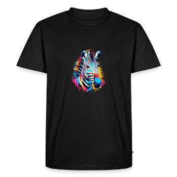 Zèbre coloré - T-shirt Premium bio Homme - noir - Devant - Nico (187cm)