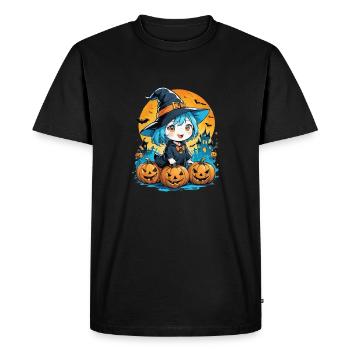 halloween sorciere et citrouille manga - T-shirt Premium bio Homme - noir - Devant - Nico (187cm)