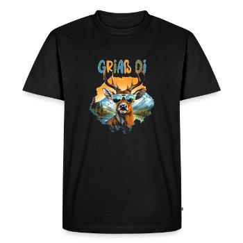 Griaß di Hirsch pour la fête du village Tracht Dorfkind - T-shirt Premium bio Homme - noir - Devant - Nico (187cm)