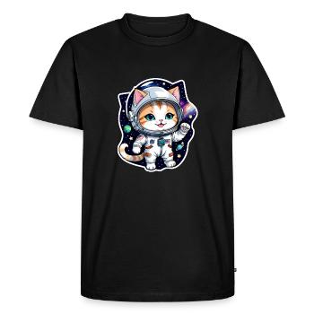 Astronaut Cat - Space - Men's Premium Organic T-Shirt - black - Front - Nico (187cm)