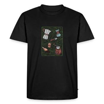 Coffee Time - Men's Premium Organic T-Shirt - black - Front - Nico (187cm)