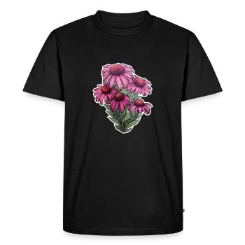 Echinacea - Men's Premium Organic T-Shirt - black - Front - Nico (187cm)