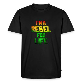 Musique reggae - Je suis un rebelle pour la vie - T-shirt Premium bio Homme - noir - Devant - Nico (187cm)