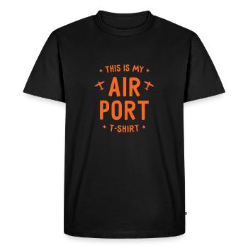 C’est mon T-Shirt d’Aéroport - Aéroport - Avion - T-shirt Premium bio Homme - noir - Devant - Nico (187cm)