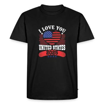I LOVE YOU UNITED STATES - T-shirt Premium bio Homme - noir - Devant - Nico (187cm)