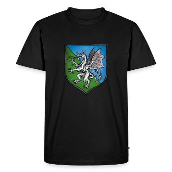 Coat of arms white dragon - Men's Premium Organic T-Shirt - black - Front - Nico (187cm)