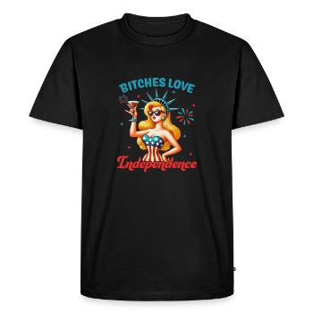 Les chiennes aiment l’indépendance - T-shirt Premium bio Homme - noir - Devant - Nico (187cm)