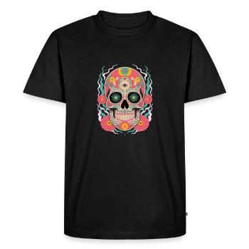 Mystic Sugar Skull Bloom - Men's Premium Organic T-Shirt - black - Front - Nico (187cm)