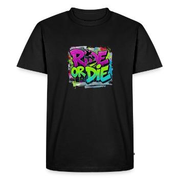 Ride or Die Skateboard Graffiti – Streetstyle - T-shirt Premium bio Homme - noir - Devant - Nico (187cm)
