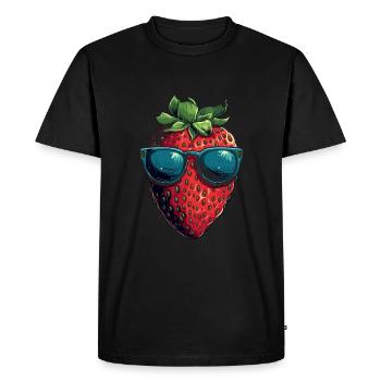 Funny Strawberry Sunglasses Fruit Tropical - Men's Premium Organic T-Shirt - black - Front - Nico (187cm)