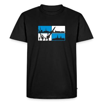 Hamburg Skyline - Men's Premium Organic T-Shirt - black - Front - Nico (187cm)