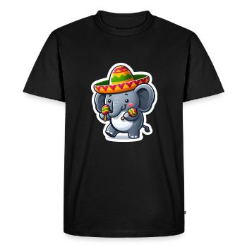 Cinco de Mayo Elephant with Sombrero Cartoon - Men's Premium Organic T-Shirt - black - Front - Nico (187cm)