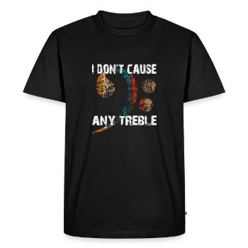 Basse et pas d’aigus - clé de basse avec dicton - T-shirt Premium bio Homme - noir - Devant - Nico (187cm)